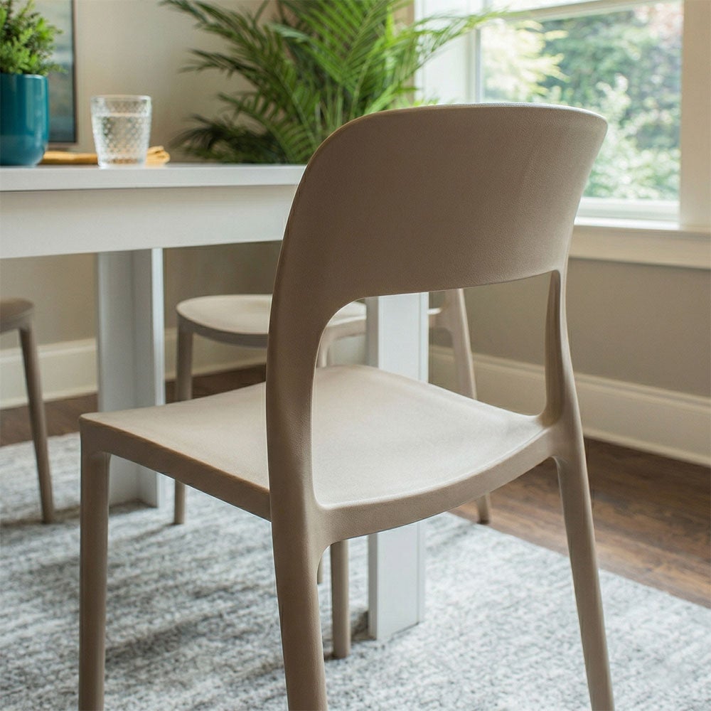 Lot de 4 chaises Barbara de jardin empilables en polypropylène avec fibre de verre caramel - 6