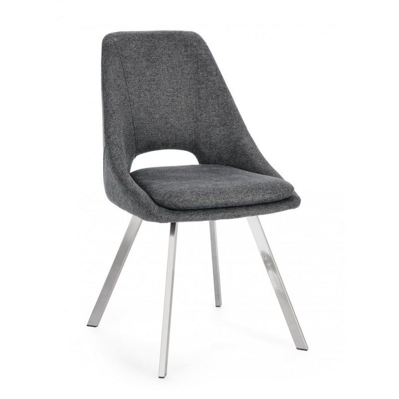 Zestaw 6 krzeseł do jadalni z włókna syntetycznego, ciemnoszary