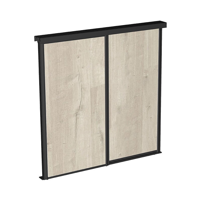Kit SLID'UP 280 aluminium anodisé noir pour 2 portes de placard coulissantes 18 mm - rail 2 m - 50 kg - 4