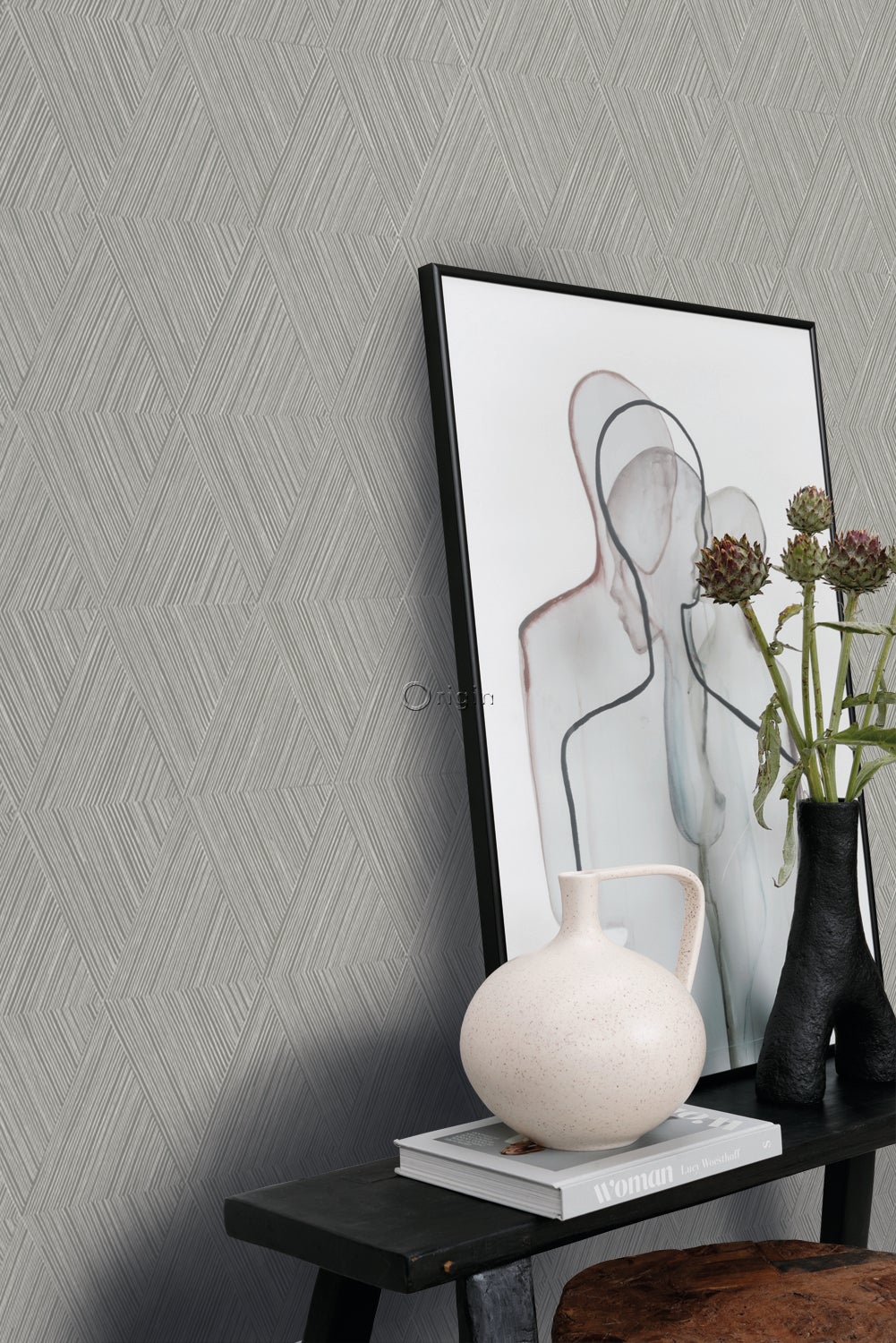 Tapeta graficzny motyw 3D jasnoszarym - 50 x 900 cm - ORIGIN - 2