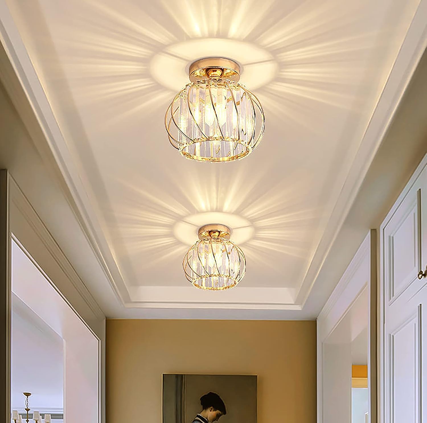Lampadario A Sospensione LED In Metallo Oro E Vetro: Design Moderno Regolabile Per Sala Da Pranzo E Camera - 3