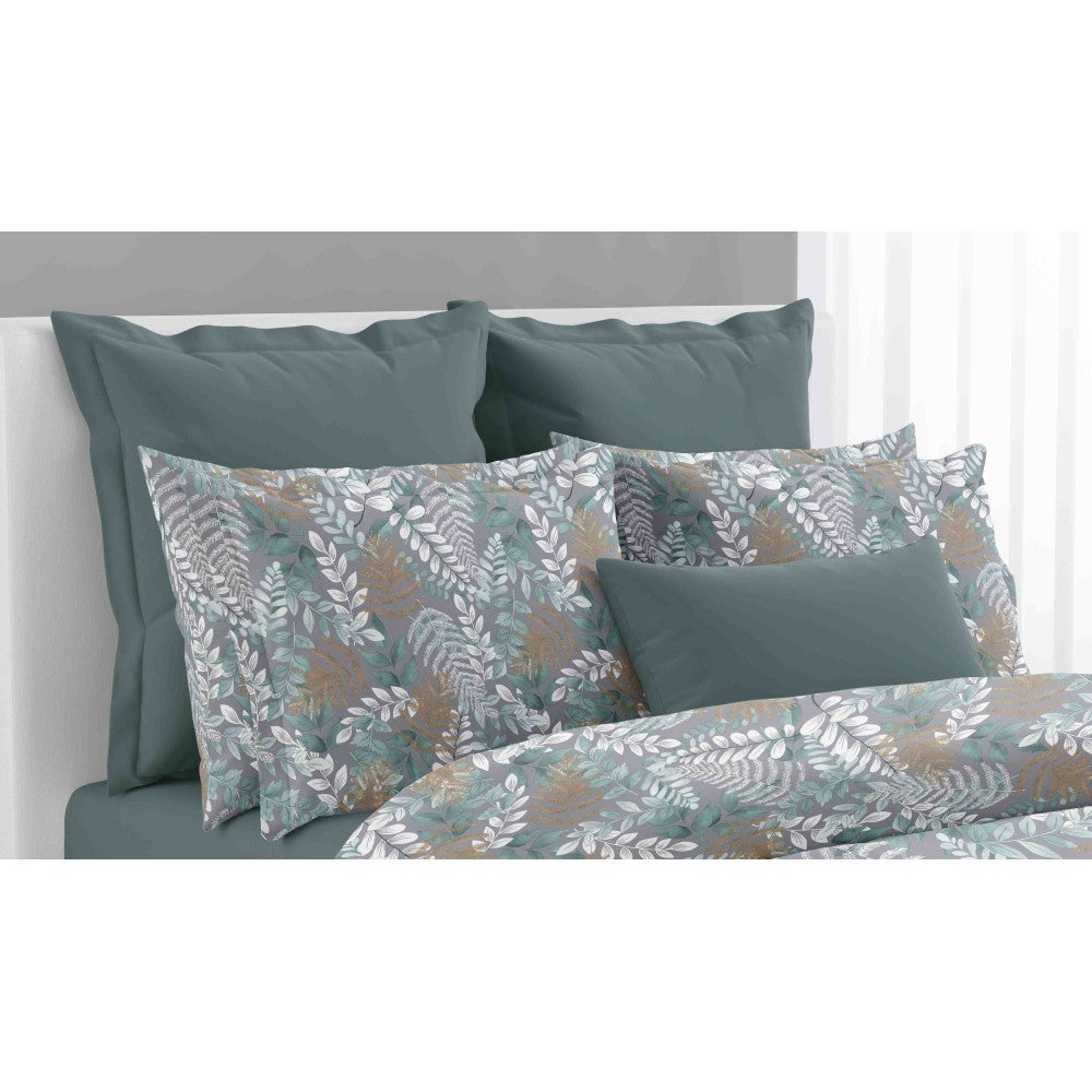 COPRIPIUMINO FOGLIA Verde in Puro cotone Made in Italy Cm. 250x200 - 2