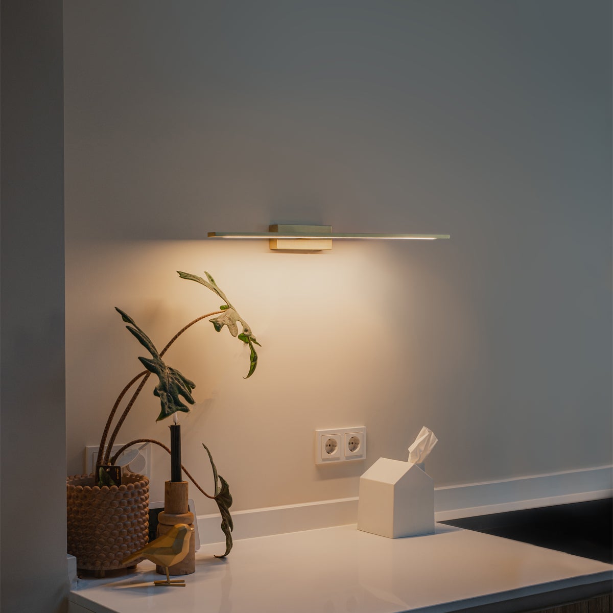 Qazqa design applique murale - Jerre - doré/laiton, led intégrée 22w incluse, Integrated led, 2700k, blanc chaud, 62cm, IP44, - 2