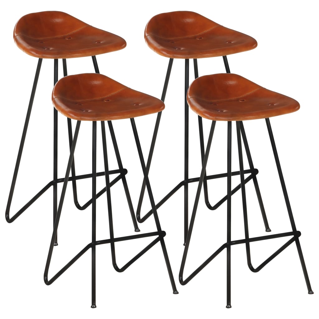 Sweetcrispy Set 4 Sgabelli Da Bar Imbottiti – Altezza Bancone – Pelle PU Marrone, Base In Metallo Con Poggiapiedi - 5