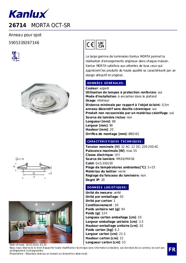 Anneau décoratif spot encastré - Verre argent - Ø60-65mm - GU10/MR16 - 8