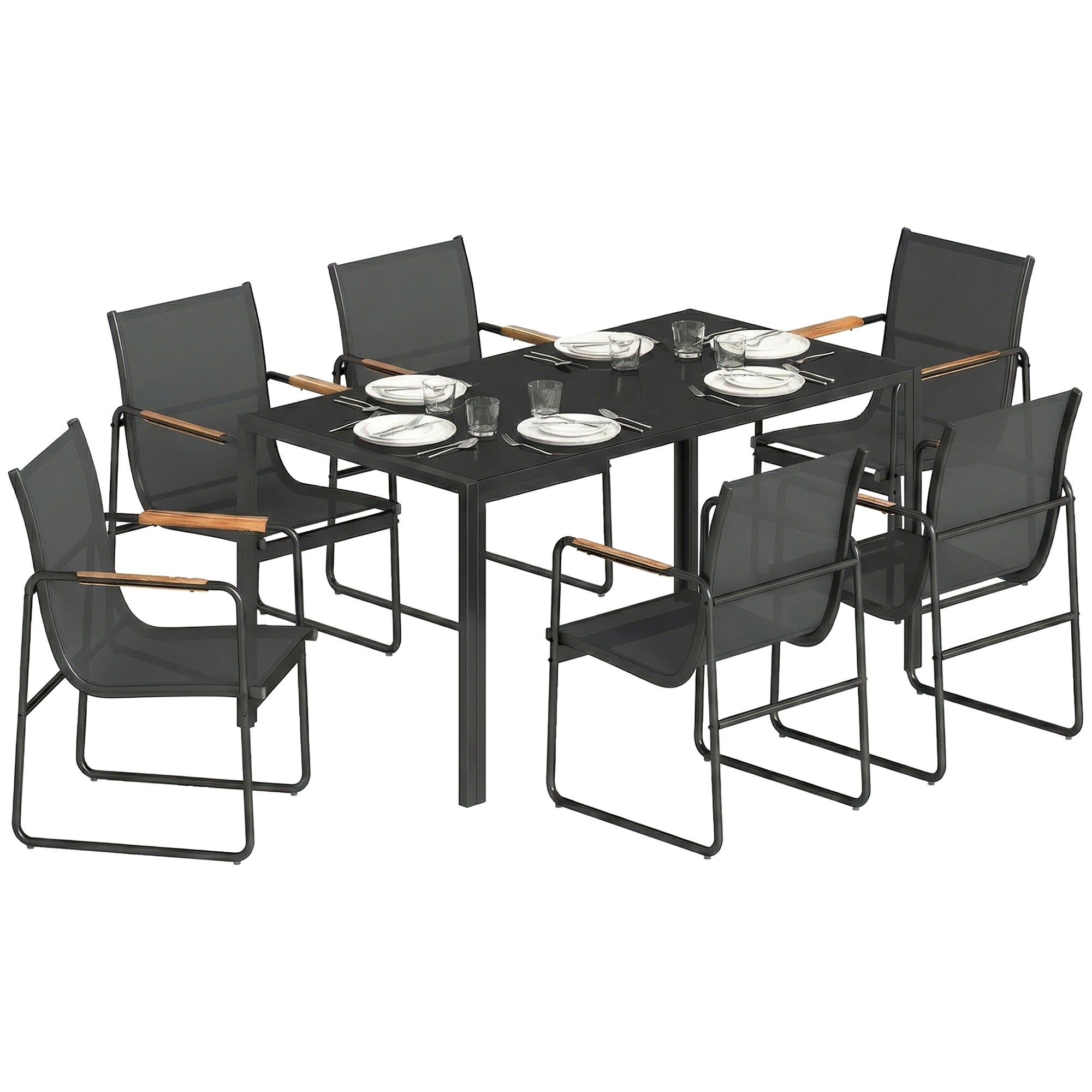 Ensemble de Salle à Manger de Jardin acier galvanisé Outsunny - 2