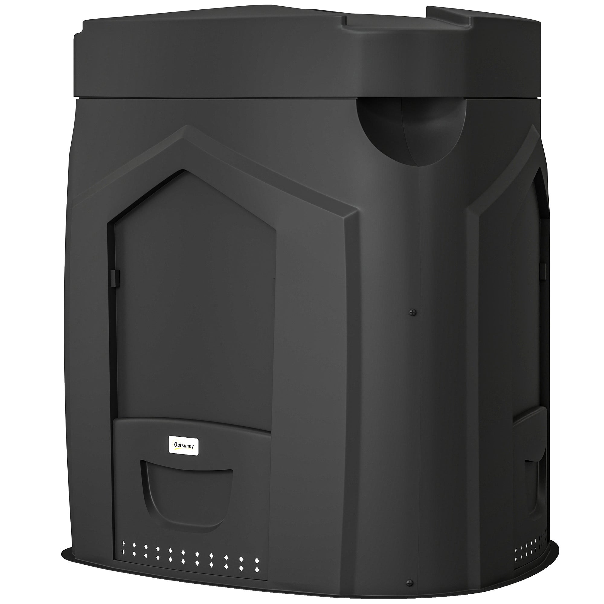 Composteur de jardin, 240L, bac à compost extérieur, en polypropylène, 3 Portes, 66 Aérations, 78 x 75 x 78 cm, Noir - 2