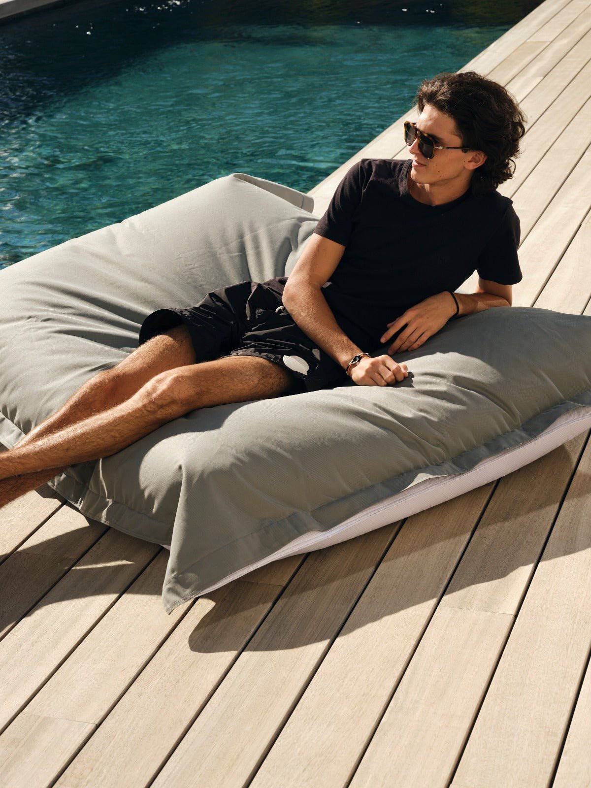 Pouf Géant XXL Déhoussable, Flottant pour Piscine, Deco Arts Gris galet - 5