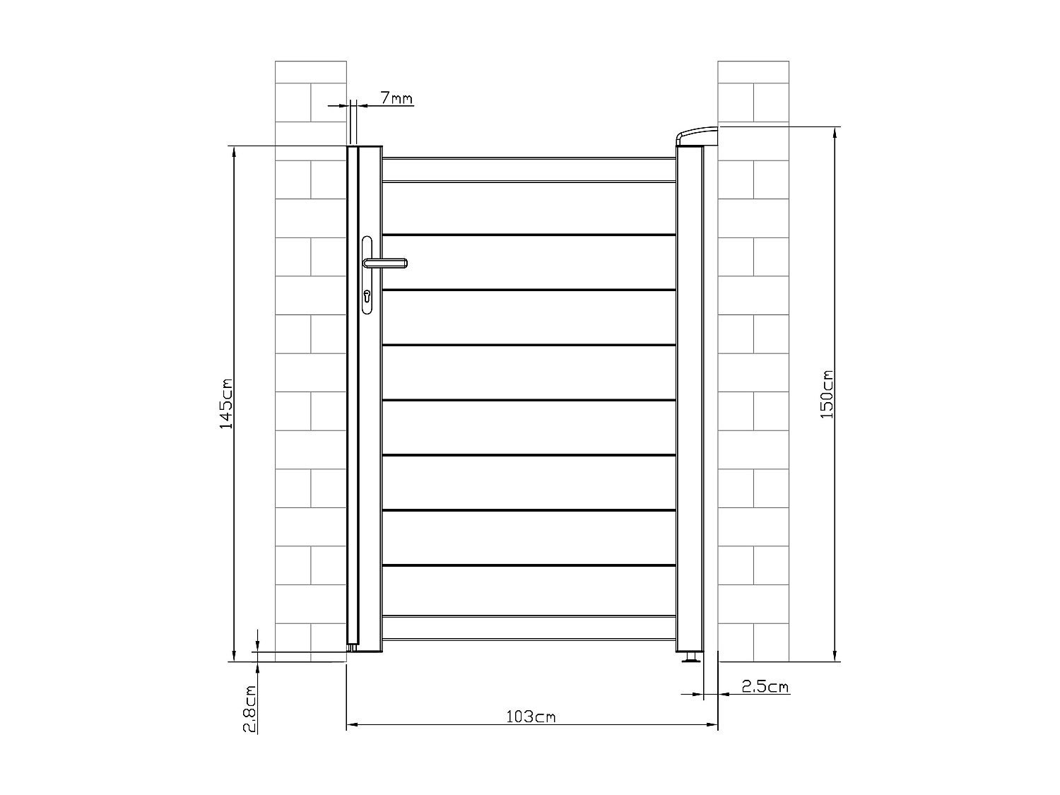 Portillon battant aluminium plein L103 x H150 cm anthracite - NAZARIO - 6