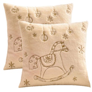 Copricuscino Decorativo Natalizio Con Cervo - 45x45 Cm - Rosso, Per Divano E Letto - Federa Con Cerniera Invisibile