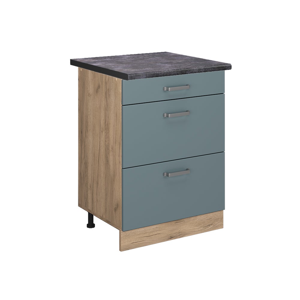 Vicco Szafka dolna do kuchni R-Line, Niebiesko-szary, 60 cm z szufladami, BP Antracyt
