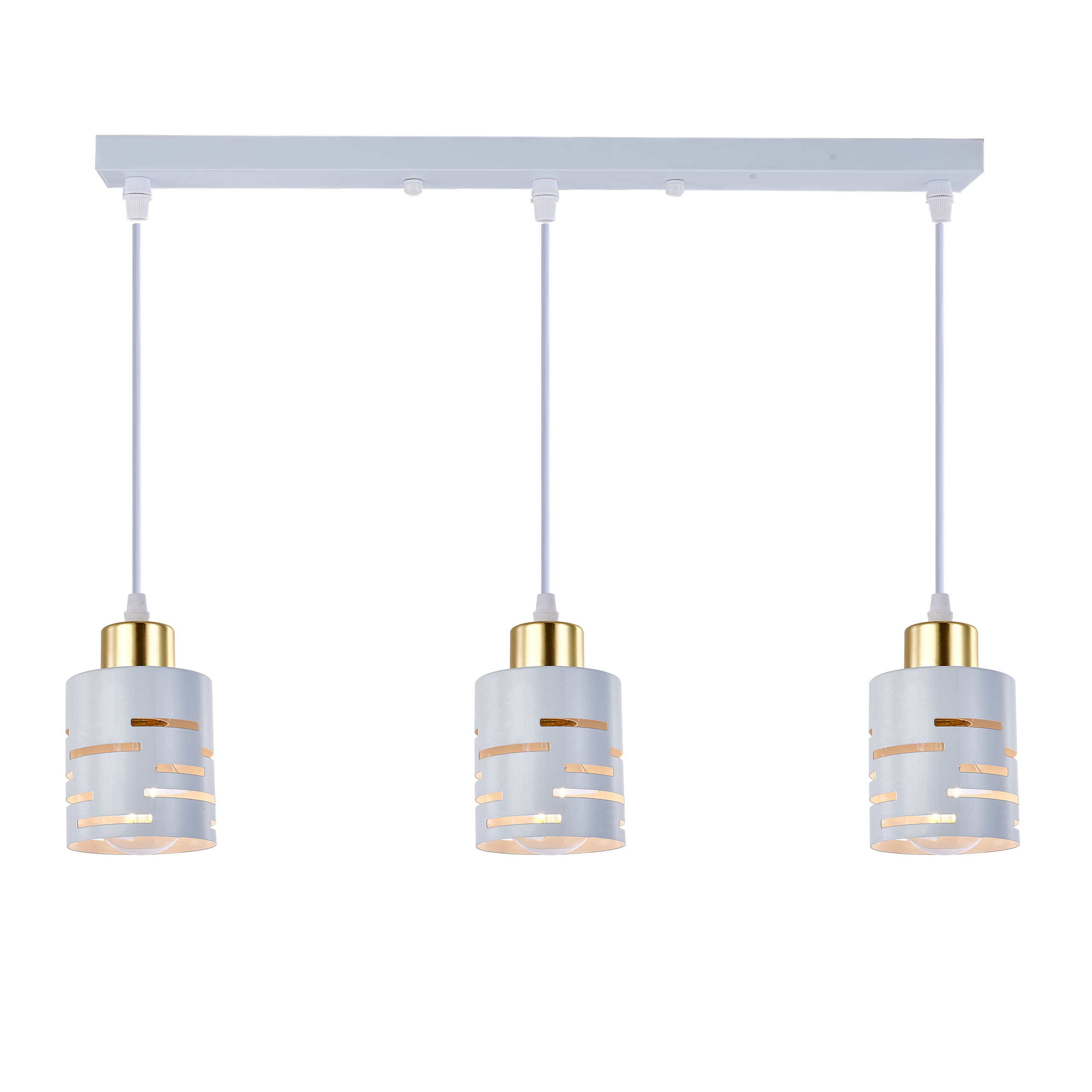 Lampa wisząca sufitowa 3x E27 LED Elen IP20 100cm żyrandol biała złota MasterLED