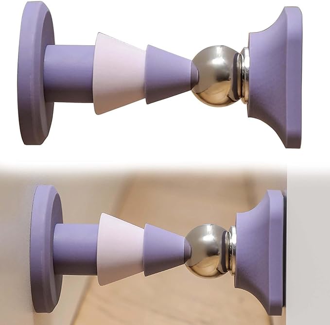 Magnetyczny ogranicznik drzwi, magnetyczny ogranicznik drzwi, magnetyczny klocek do drzwi bez wiercenia, silikonowe ograniczniki drzwi (fioletowe)