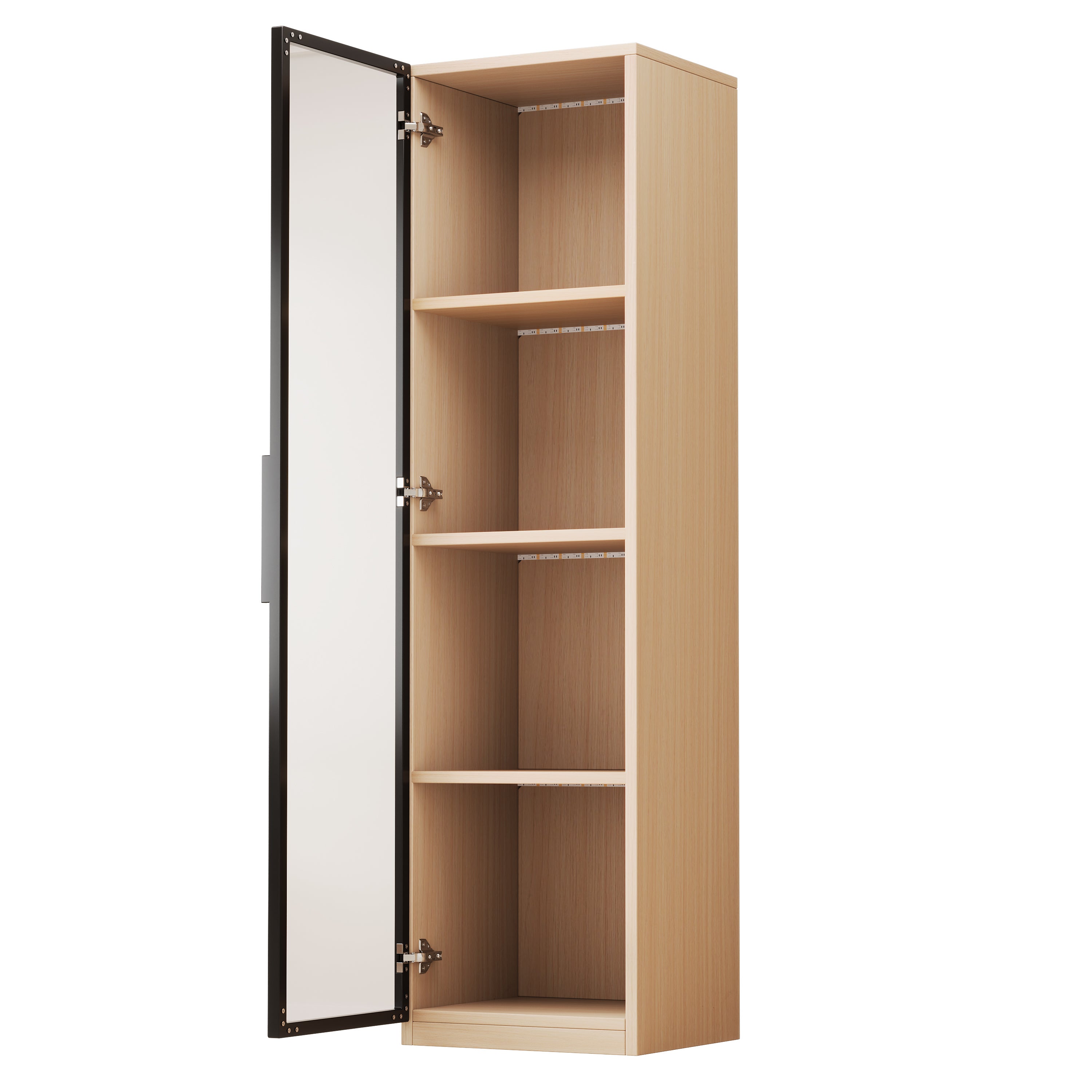 Vitrine Haute d'angle 40x40x165 cm avec LED Multicolore, Vitrine moderne avec Porte Vitrée Trempée, Charnières Amorties, Vitrine en bois Chêne - 6