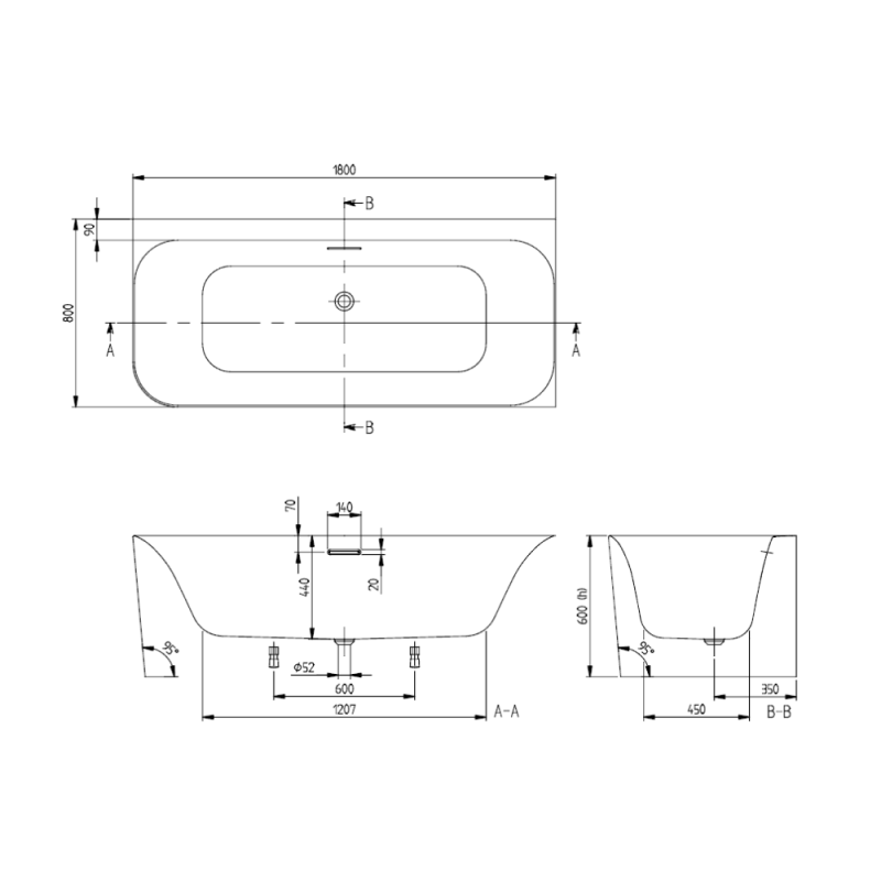 Baignoire semi-îlot d'angle VILLEROY & BOCH Loop & Friends version droite - 4