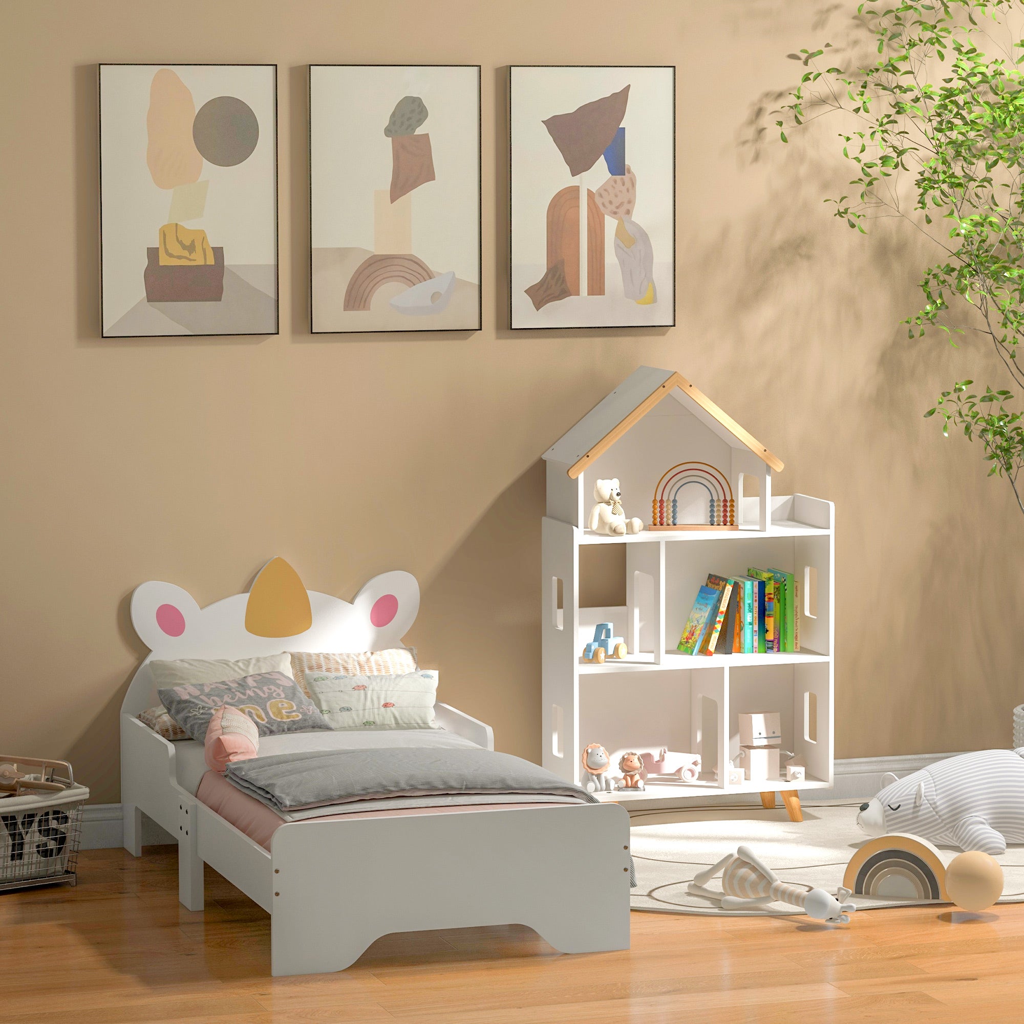 Estante para Crianças ZONEKIZ MDF e Madeira de Pinho Branco 65x25x108,5 cm - 5