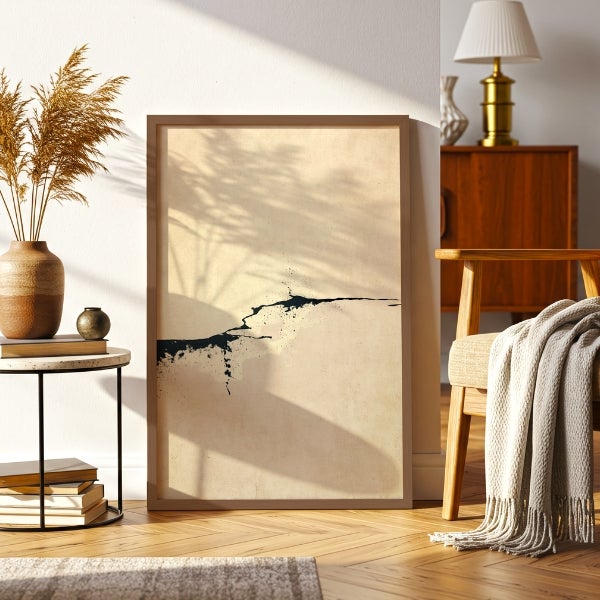 DekoArte – Cuadro minimalista decorativo 70x100 cm | Cuadro con marco de madera natural incluido | Equilibrio moderno | Hecho en España