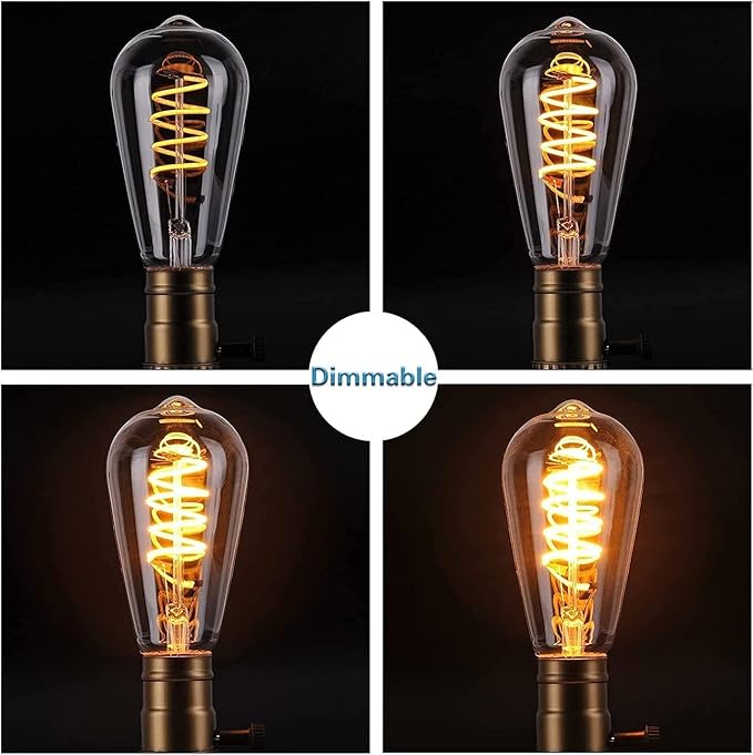 Ampoule LED Vintage Edison E27 - Verre Ambré, Style Rétro, Culot Vis, Équivalent 40W, 2200K, 3 Pièces [Classe F] - 3