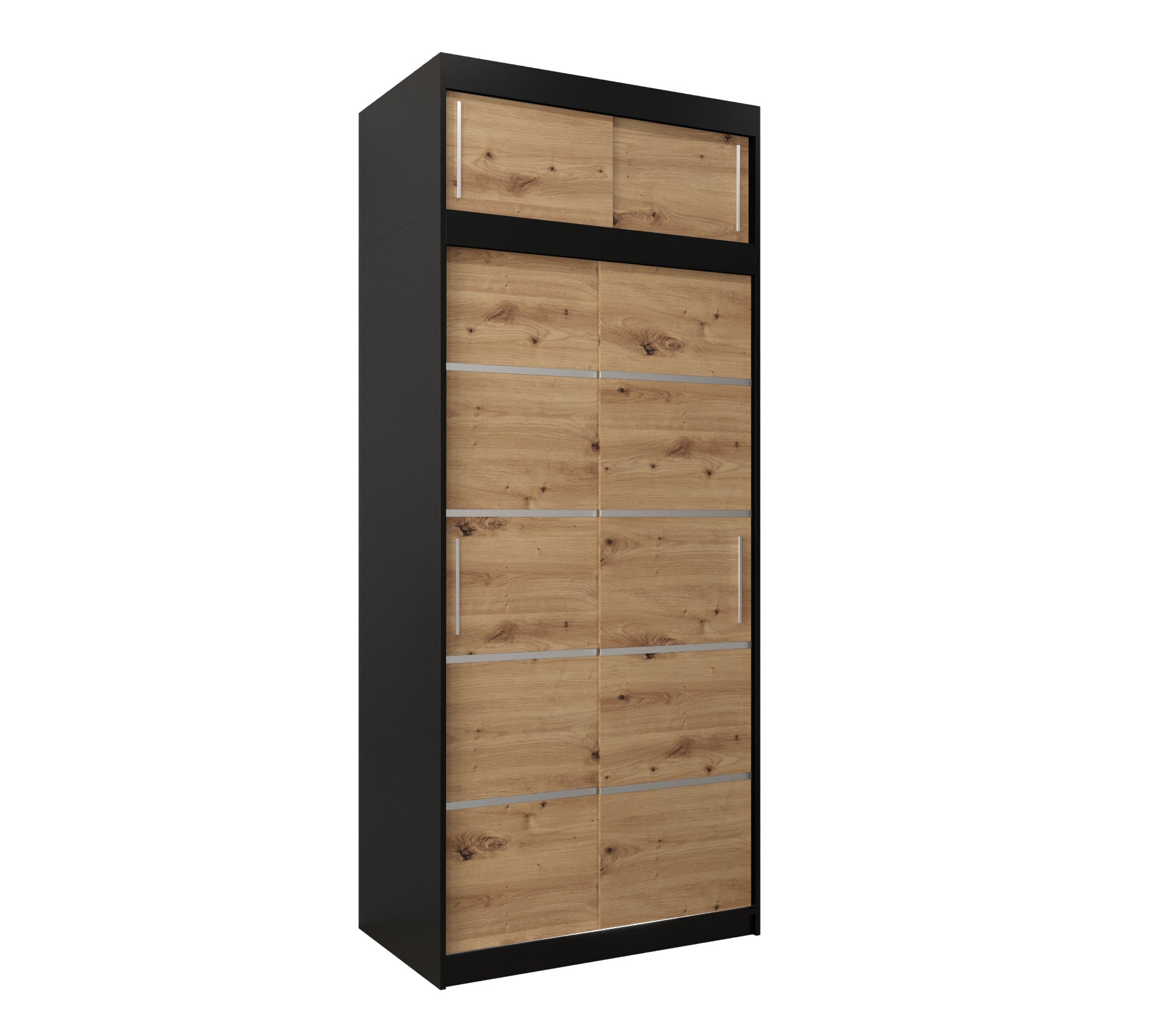 Szafa przesuwna z nadstawką garderoba Verona 1 100 x 62 x 240 cm Czarny + Artisan - Abiks Meble