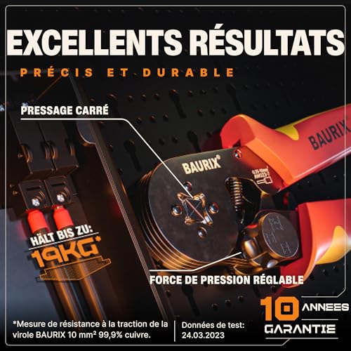 BAURIX Pince à sertir auto-ajustable [0,25-10 mm], modèle PERSEUS, pour embouts isolés et non isolés - 2