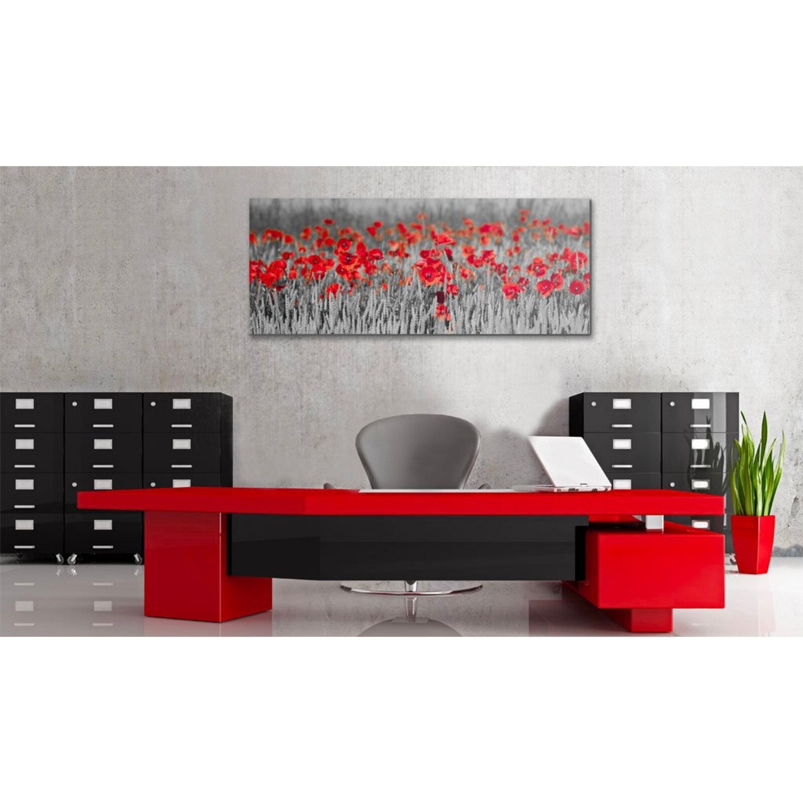 Tableau coquelicots parmi les champs de blé - 120 x 40 cm - 2