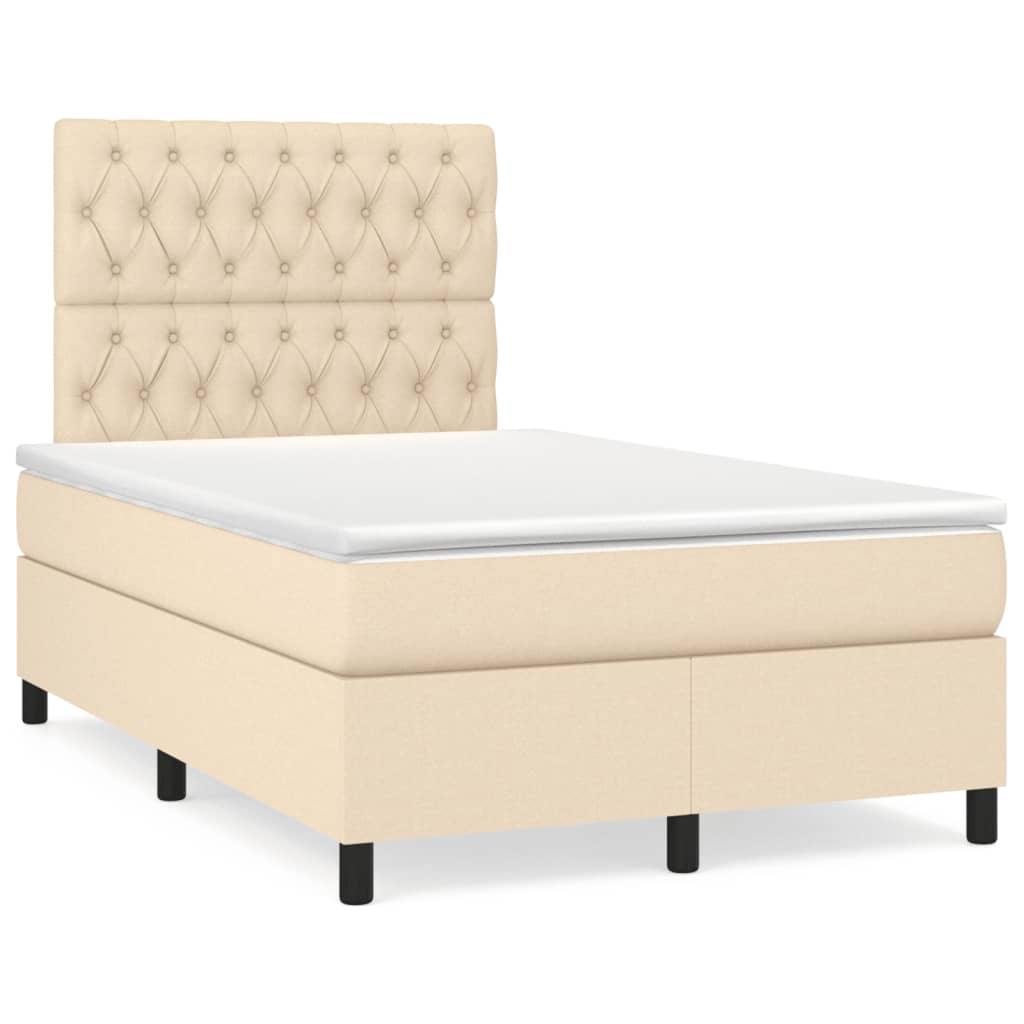 VidaXL Cama Box Spring Con Colchón Y LED Tela Gris Taupe 120x190 Cm