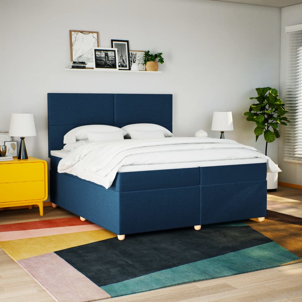 Maison Exclusive - Sommier à lattes de lit avec matelas Bleu 200x200 cm Tissu - 3