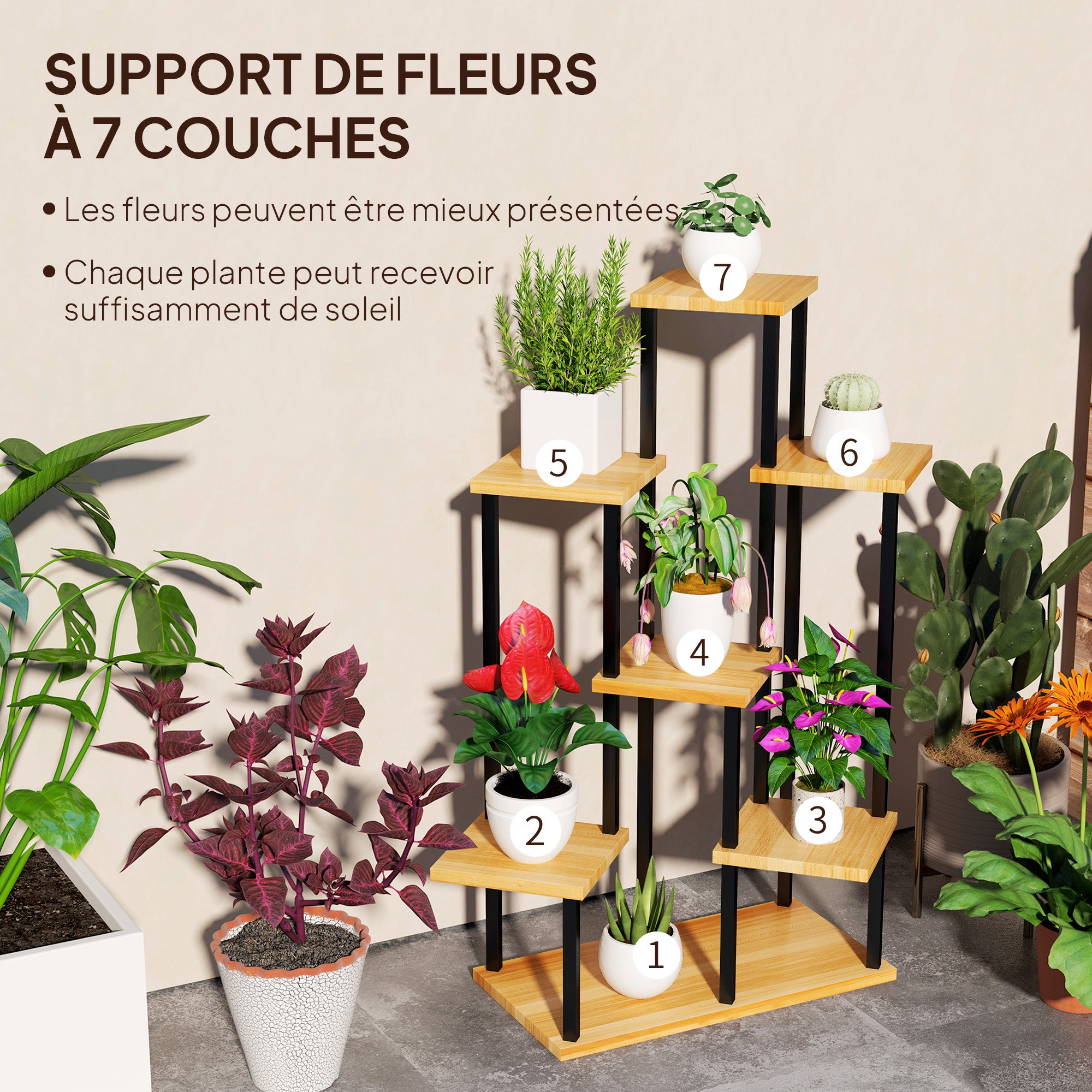 Support à plantes Acier Outsunny - 4