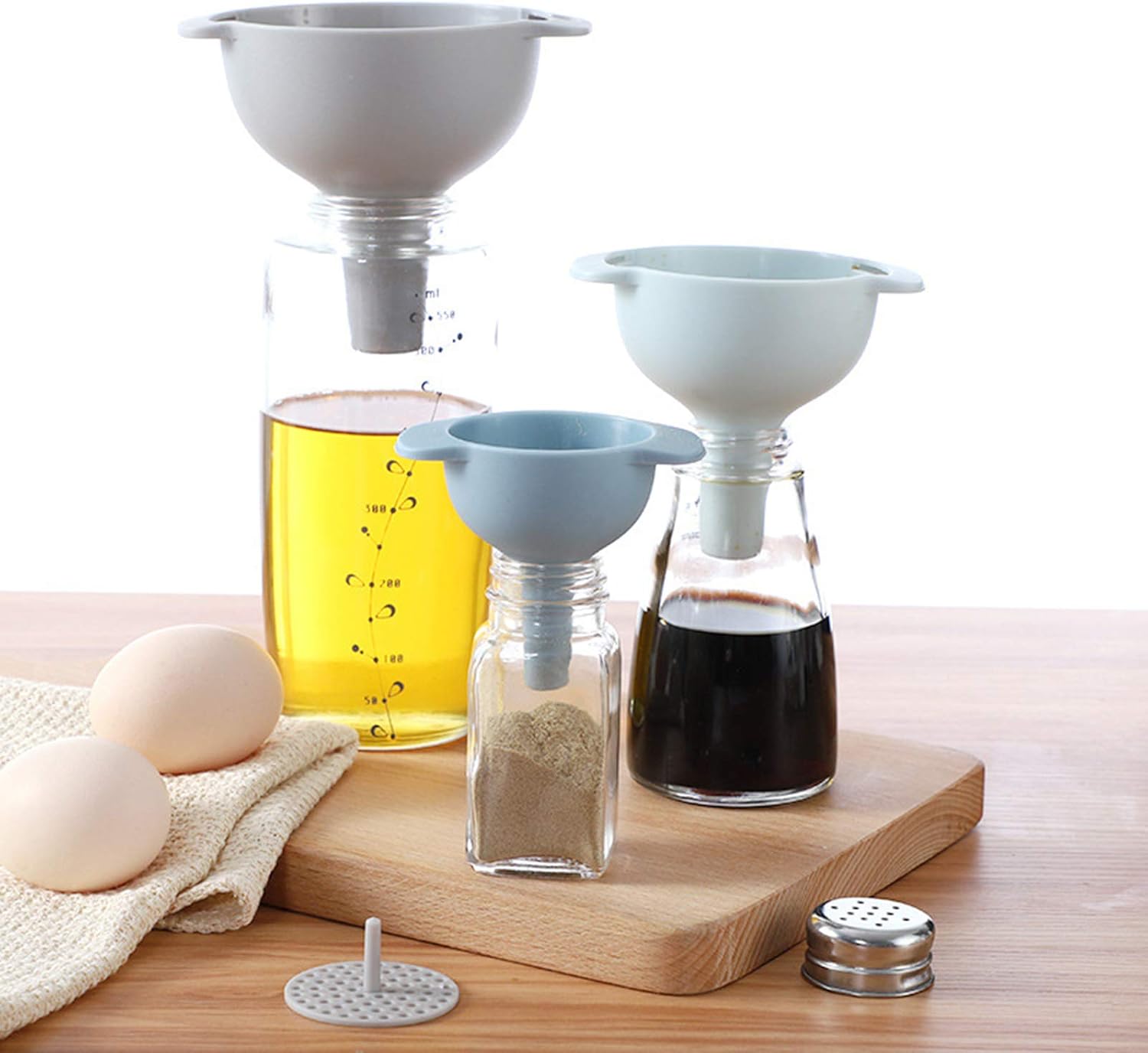 Entonnoir De Cuisine Plastique Funnel Set Ustensile de Cuisine Entonnoir Avec Filtre Entonnoir Plastique Empilable avec Poignée Entonnoir Cuisine - 5