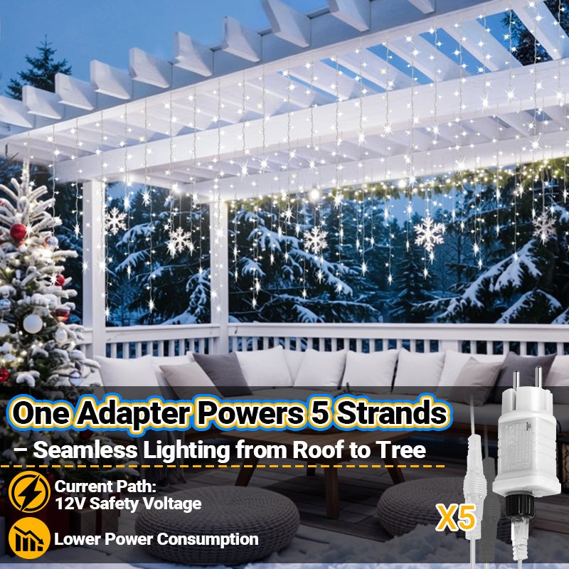 2x 360 LED Glaçons 5M - Ghirlanda luminosa a tendina - 8 modalità - IP44 impermeabile - Bianco freddo - 5