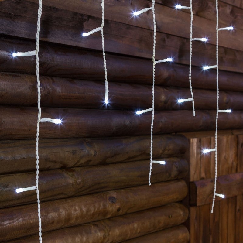 Guirlande stalactite 10M H 60CM 255 LED blanc froid 8 programmes câble blanc Lotti - 8