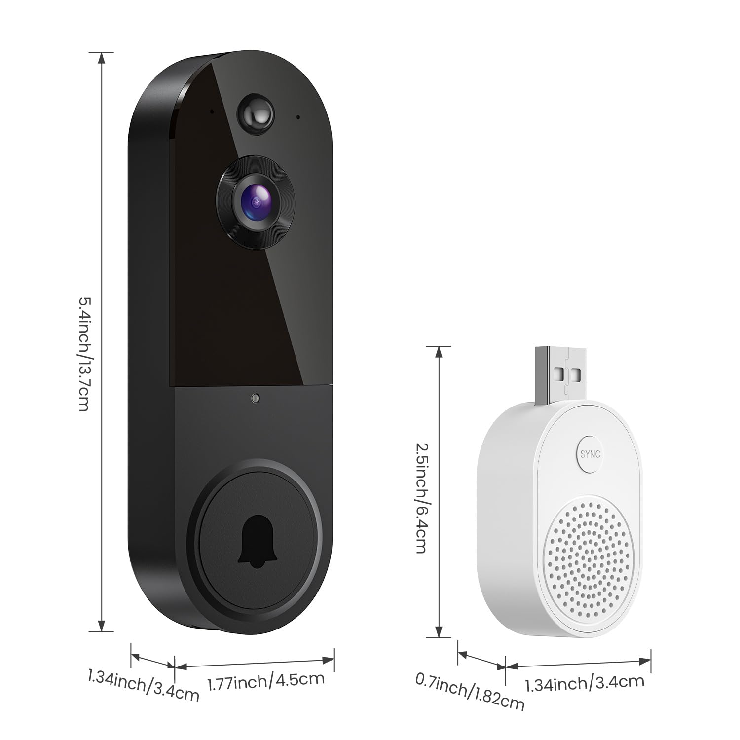 Sonnette vidéo sans fil 1080p avec stockage cloud, audio bidirectionnel, détection de présence humaine, vision nocturne, Wi-Fi 2,4 GHz, alertes, noir - 4