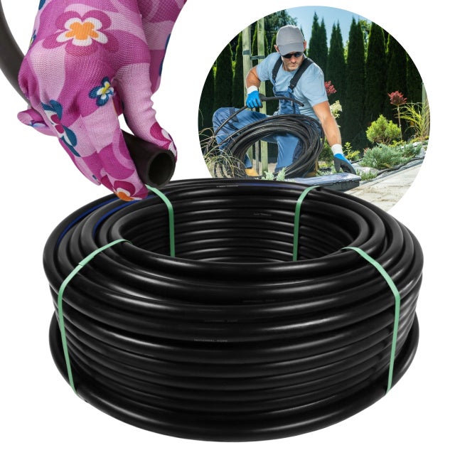 Tuyau d’irrigation PE noir Ø16 mm – longueur 25 m – PN6 – irrigation goutte-à-goutte, arrosage jardin