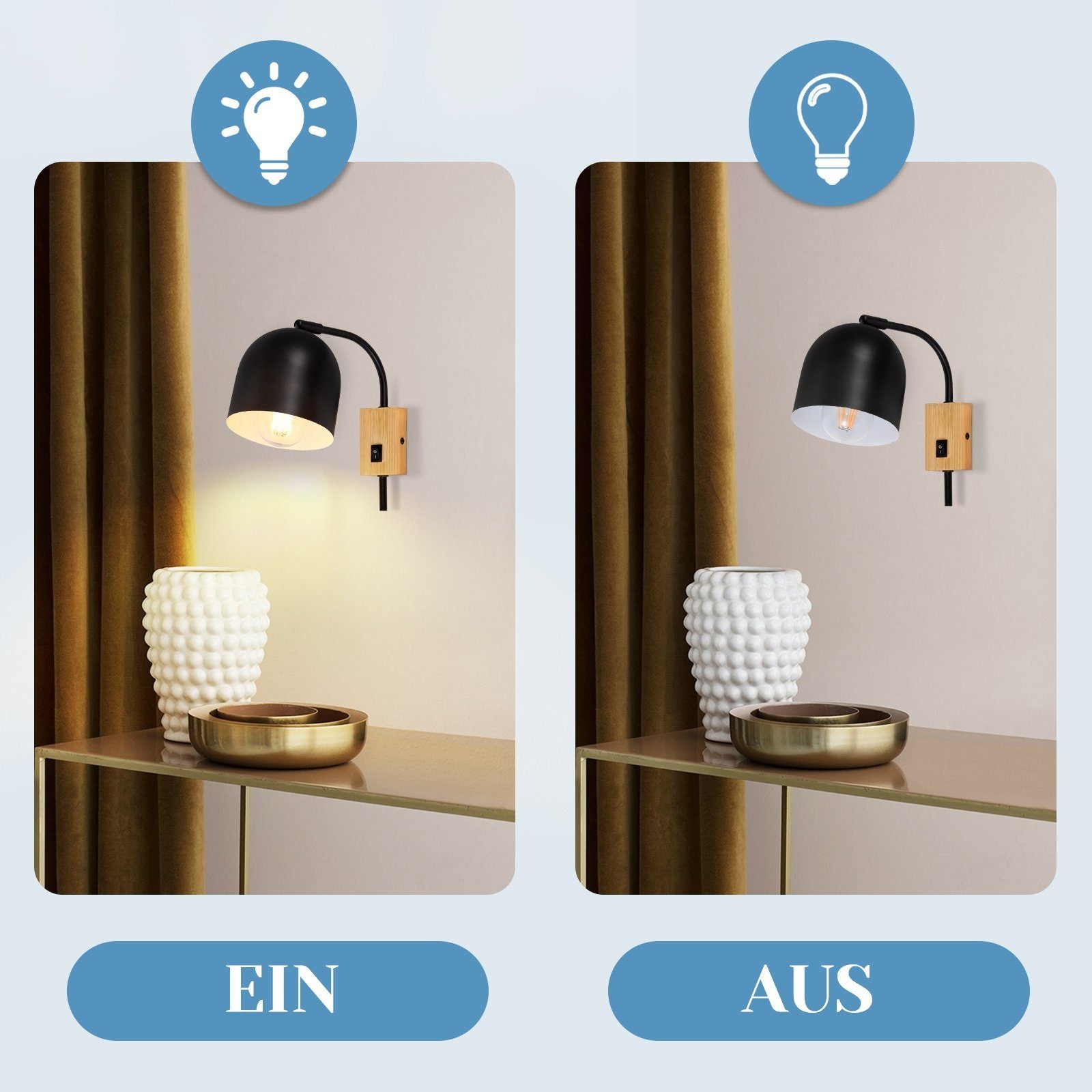 ZMH Spot Wall Light - E27 Obrotowa lampa ścienna Czarny Metal Vintage Spot Bez źródła światła - 7