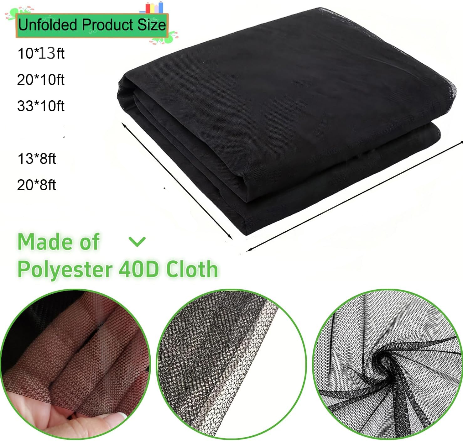 Moustiquaire pour terrasse et jardin - En maille respirante - Pour plantes,tentes en plein air - Protection DIY - Coupe libre - Noir - 2,4 x 6 m - 2