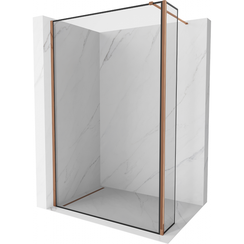 Mexen Kioto ścianka prysznicowa Walk-in 100 x 30 cm, czarna ramka, różowe złoto - 800-100-212-60-70-030