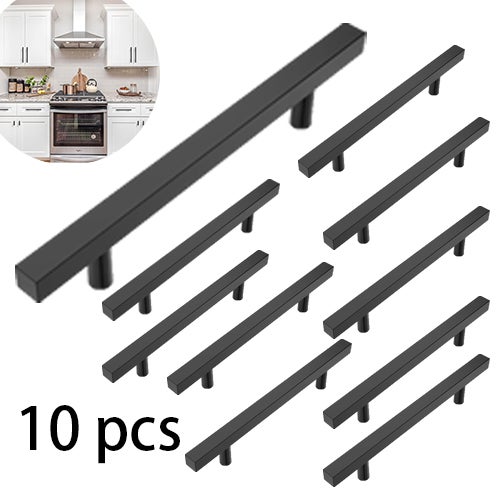 10 sztuk czarnych uchwytów do szafek kuchennych ze stali nierdzewnej, rozstaw otworów 128 mm, do drzwi szafek