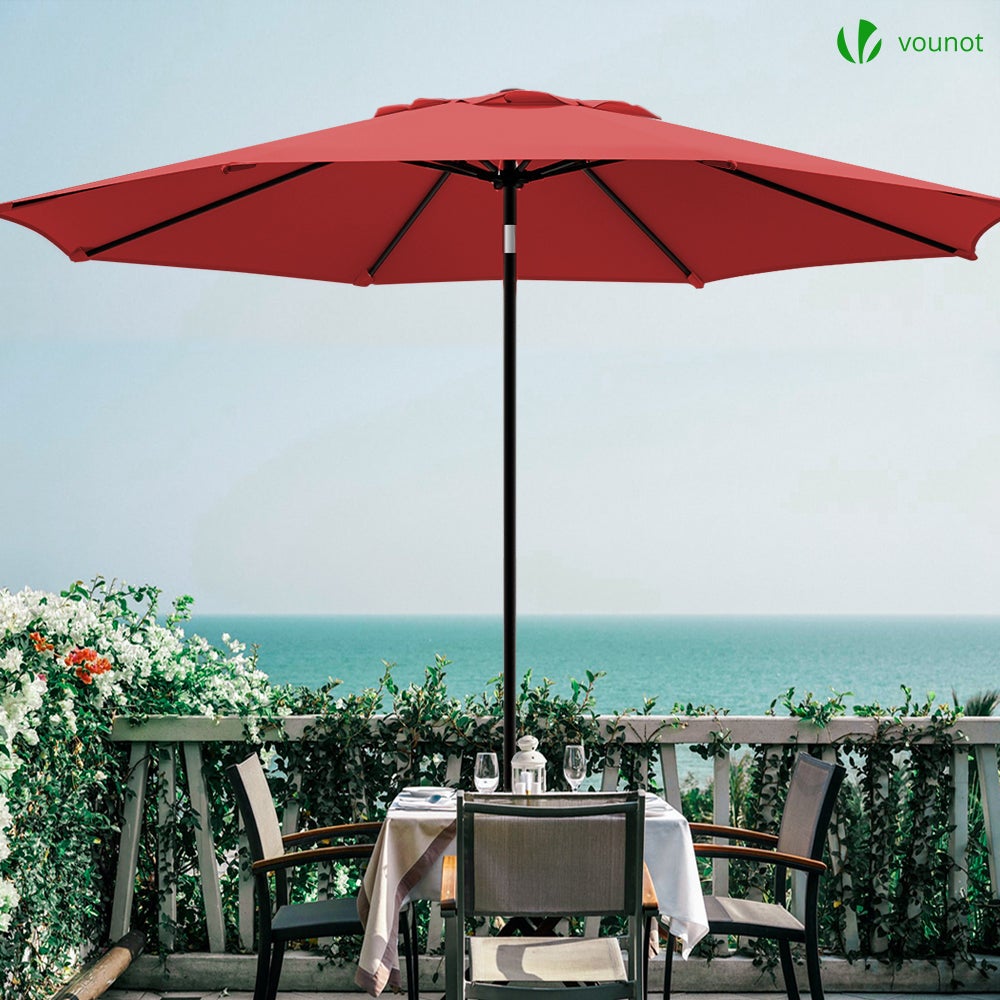 Parasol inclinable Ø 2,7 x H 2,4 m avec housse de protection rouge - Anti-UV, imperméable - VOUNOT® - 4