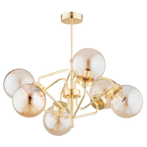 Lampa wisząca BARSUM złota 6 x E14 x 10W wym: 48 x 56 x 56 cm Alfa