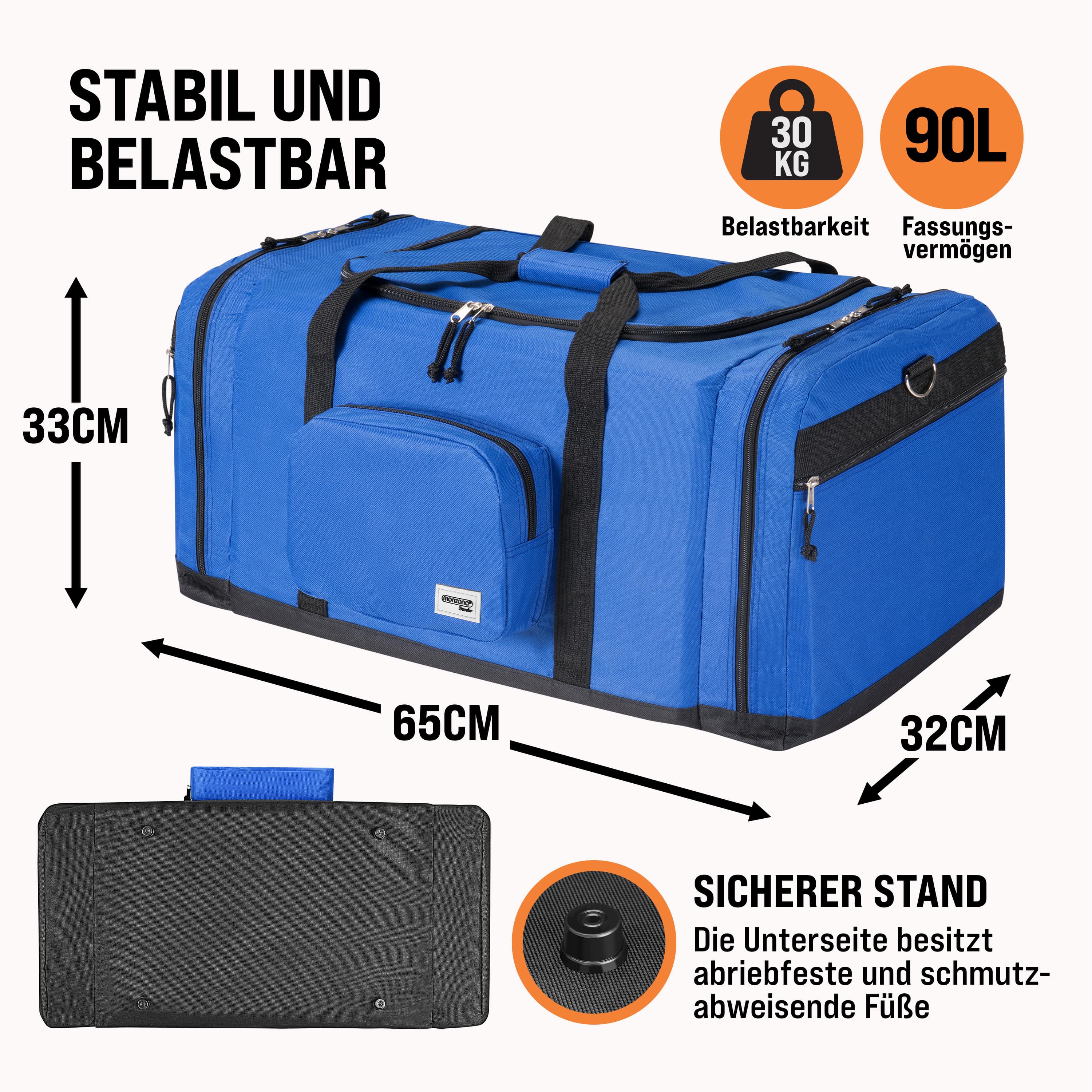 Saco de viagem azul 90L - 6