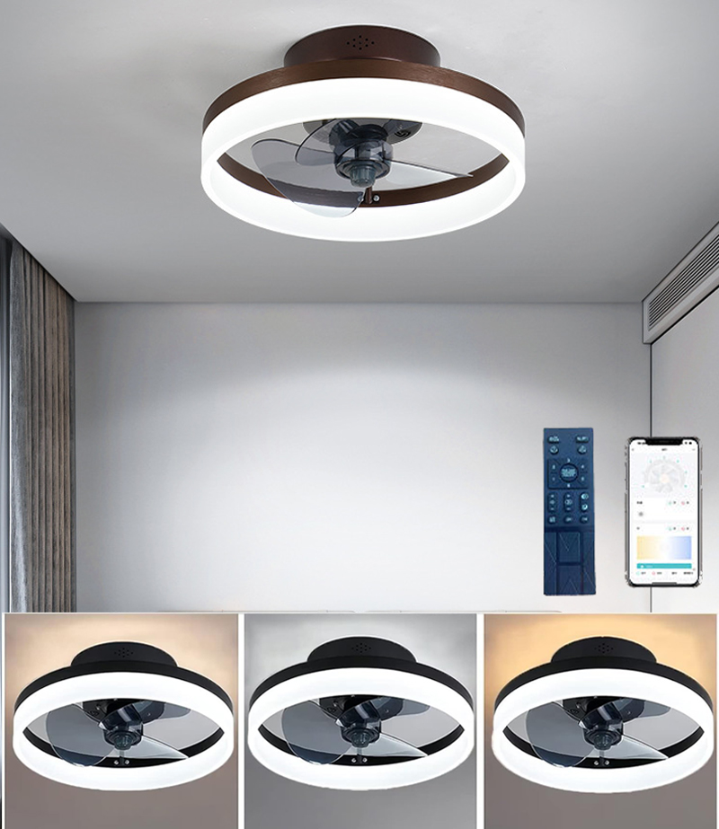 Ventilatori da soffitto con luci, ventilatore da soffitto senza pale dimmerabile con montaggio a semi-incasso con APP e telecomando, 69 cm | Leroy Merlin