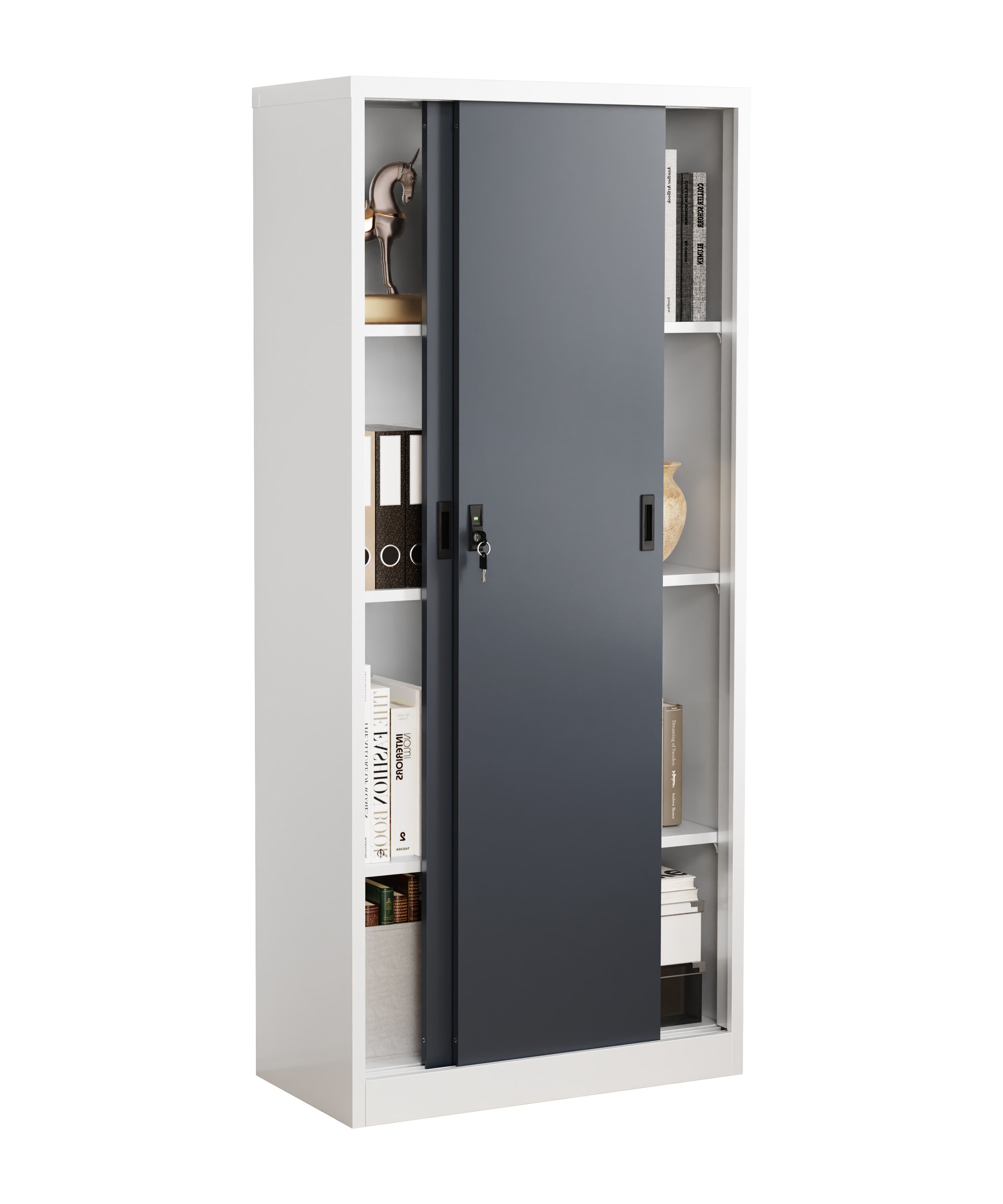 VCM Cabinet de bureau Malivo Blanc/Anthracite H. 180 x B. 80 x T. 40 cm ...