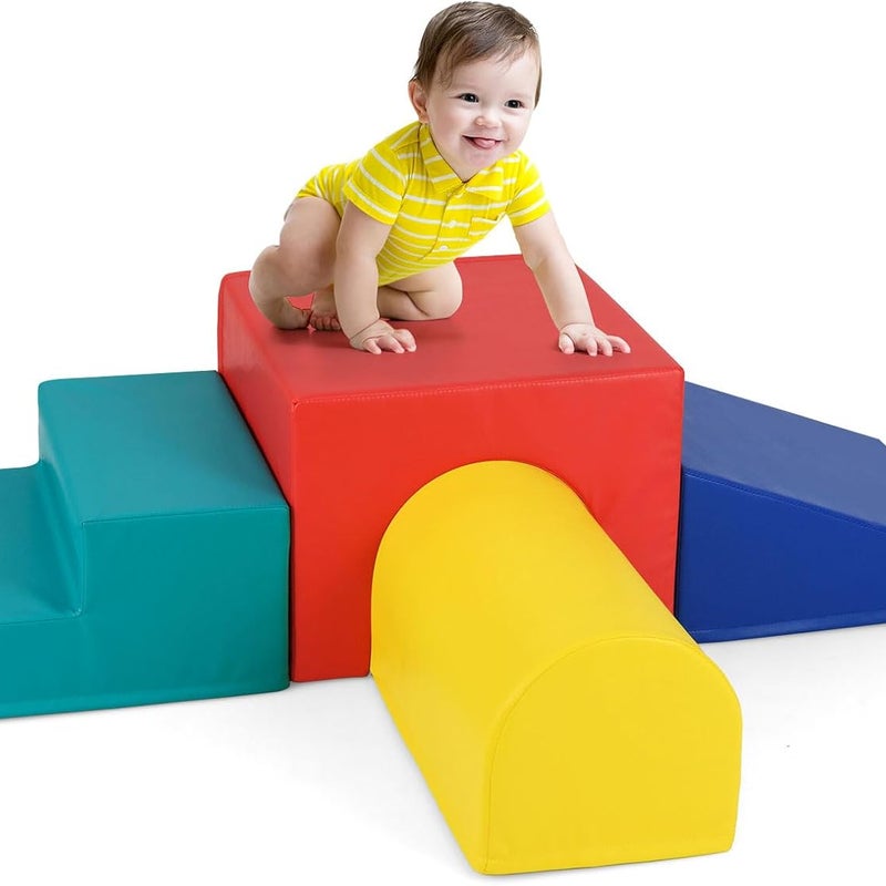 4 Sztuki Tor Przeszkód dla Niemowląt, Moduł Motoryczny z Pianki, PU+EPE o Wysokiej Gęstości, Zabawki Montessori, dla Dzieci Powyżej 3 Lat (Kolorowy)