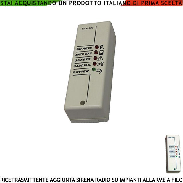 COMANDO RADIO PER SIRENA SS-SRL CODICE SECUR-LISA64 ADATTO PER AMPLIARE QUALSIASI IMPIANTO FILO CON SIRENA RADIO