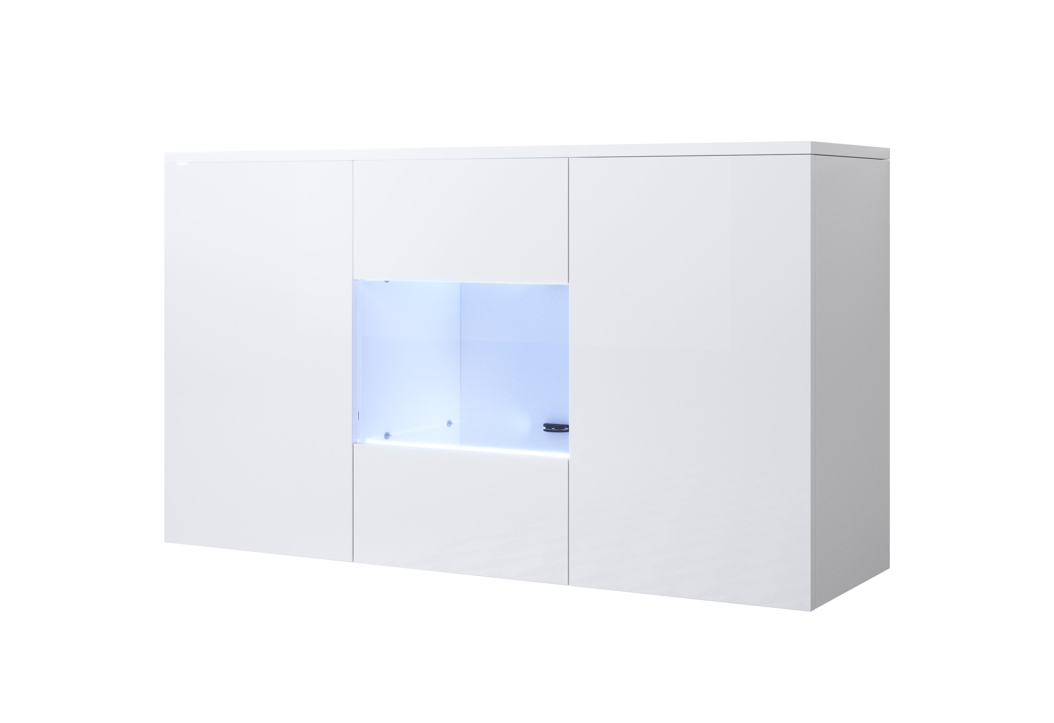 Buffet De Salon 3 Portes 140x40x76cm Avec LED - Rangement Modulable Et éclairage Intelligent - Blanc - 8