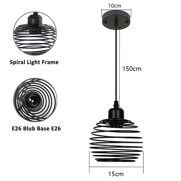 1 Czarna metalowa lampa wisząca E27, vintage, industrialna, kuchenna lampa wisząca do jadalni, salonu . Żarówka nie jest dołączona. - 2