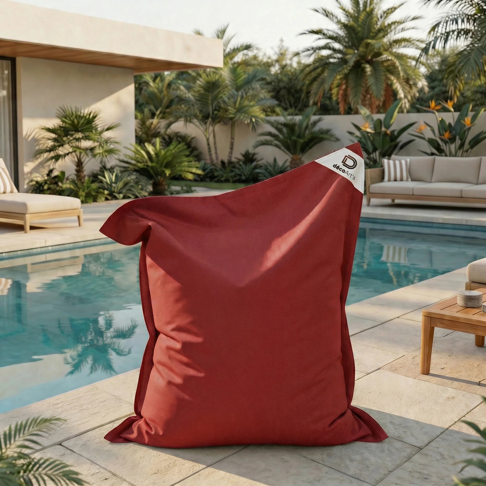 Housse pour Pouf Géant XXL 180x140cm Intérieur et Extérieur - Rouge piment - 7