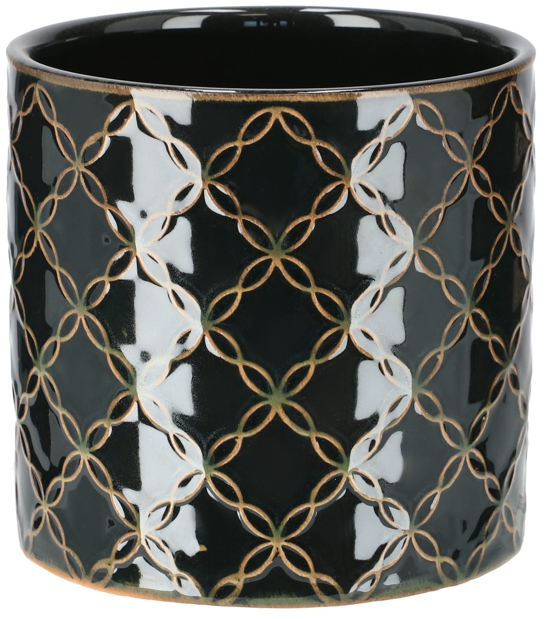 Set de Pots de Fleurs en Céramique avec Décorations 6 Pièces 130 x 135 mm Vert Foncé - KOTARBAU - 6