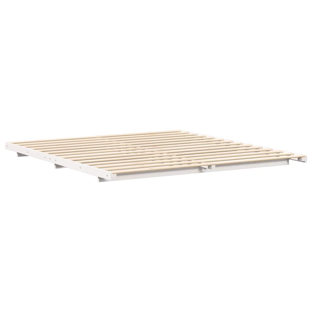 Cadre de lit blanc en pin massif pour la chambre, 200 × 210 cm - 4