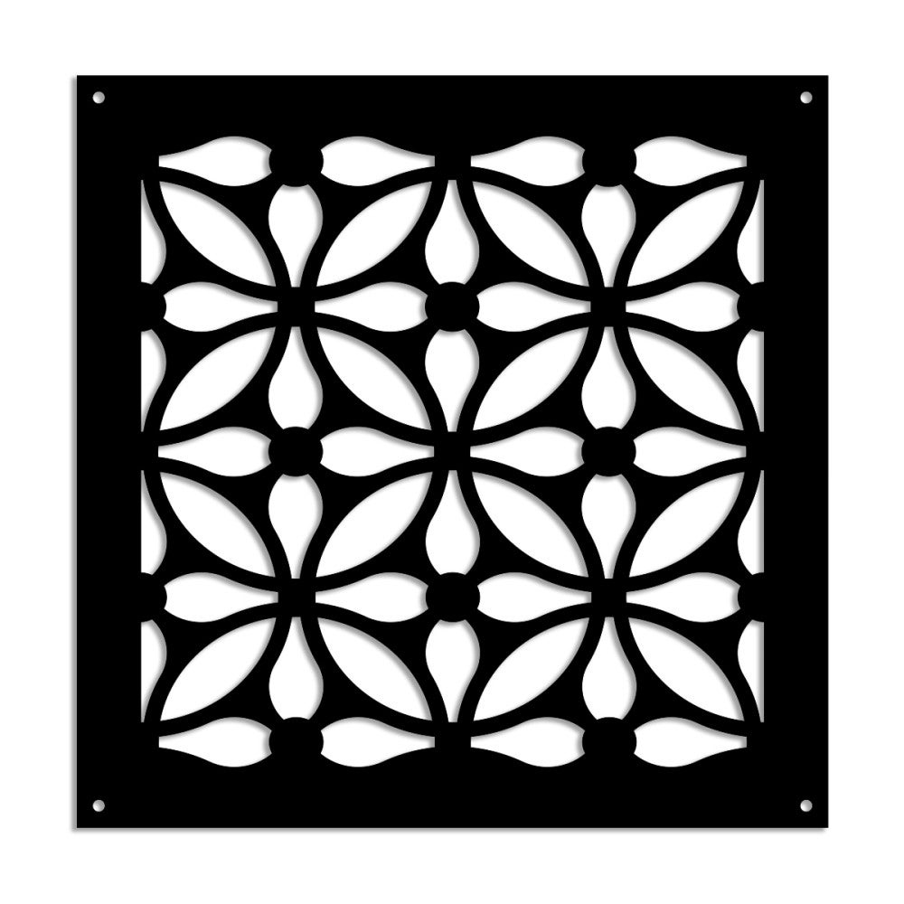 SAMURA - Panel perforowany z PVC - Parasol przeciwsłoneczny - Rozmiar 73x73 cm - Grubość 1 cm - Kolor CZARNY